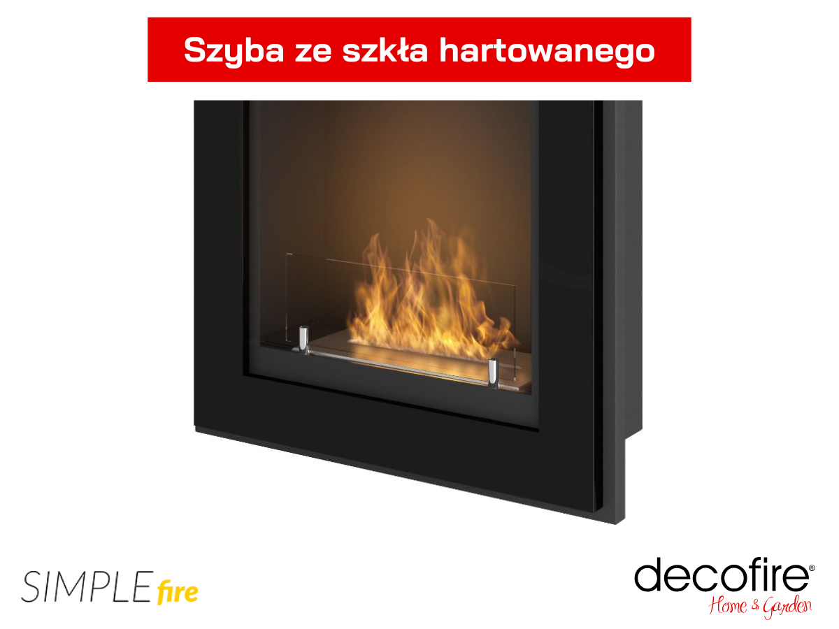 Czarny biokominek Simple Fire FRAME 550 z szybą