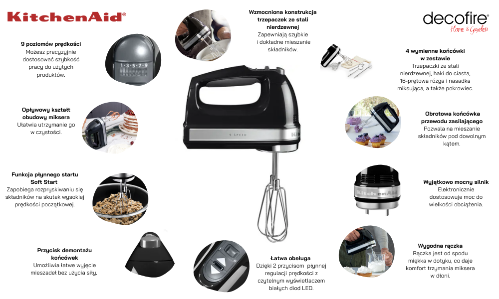 Mikser 9-biegowy ręczny Onyx Black KitchenAid (5KHM9212EOB)