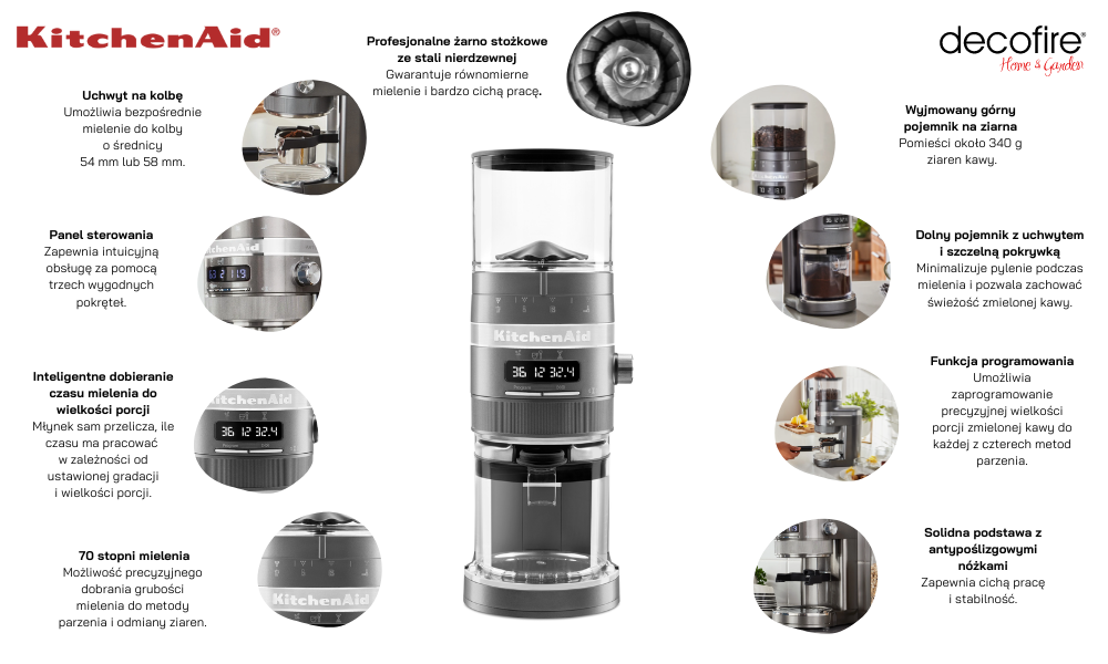 Młynek do kawy Artisan Medallion Silver KitchenAid (5KCG8433EMS)