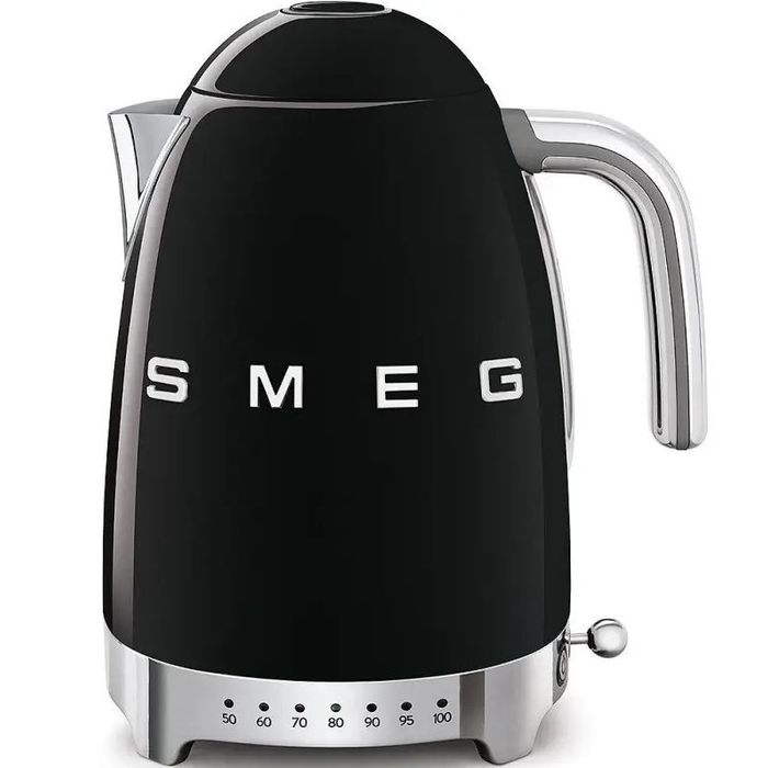 Czajnik z regulacją temperatury 1,7L  50's style Czarny Smeg (KLF04BLEU)