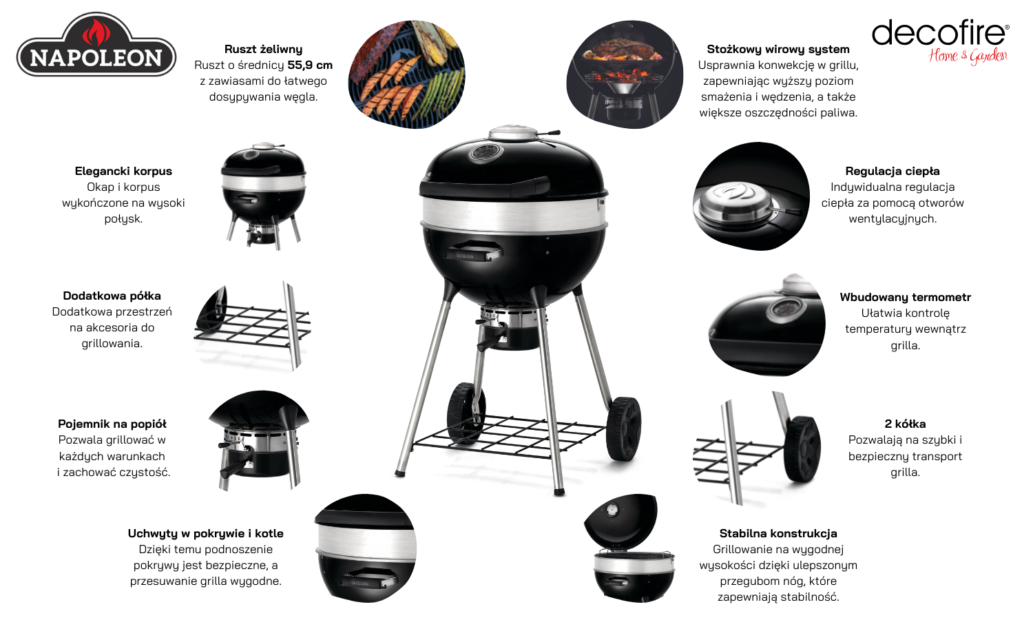 Grill gazowy Napoleon PRO22K-LEG-3 główne funkcje