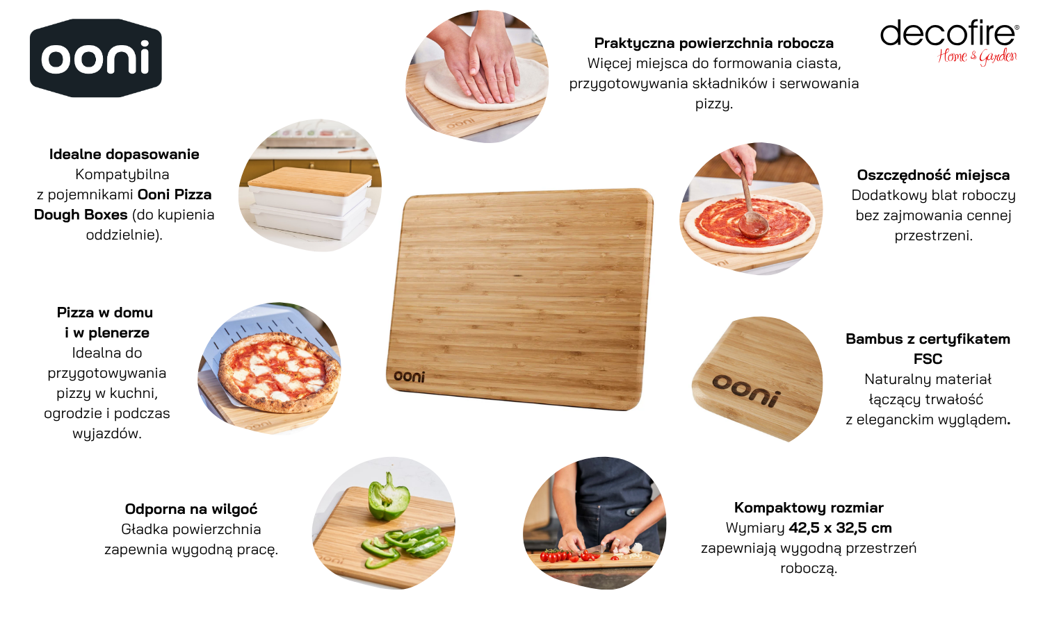Deska blat do przygotowania pizzy Ooni Pizza Prep Lid cechy
