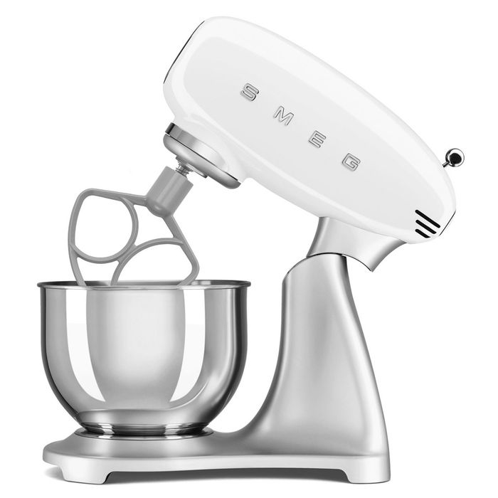 Mikser planetarny 50's style ze srebrną podstawą Biały 4,8L Smeg (SMF04WHEU)