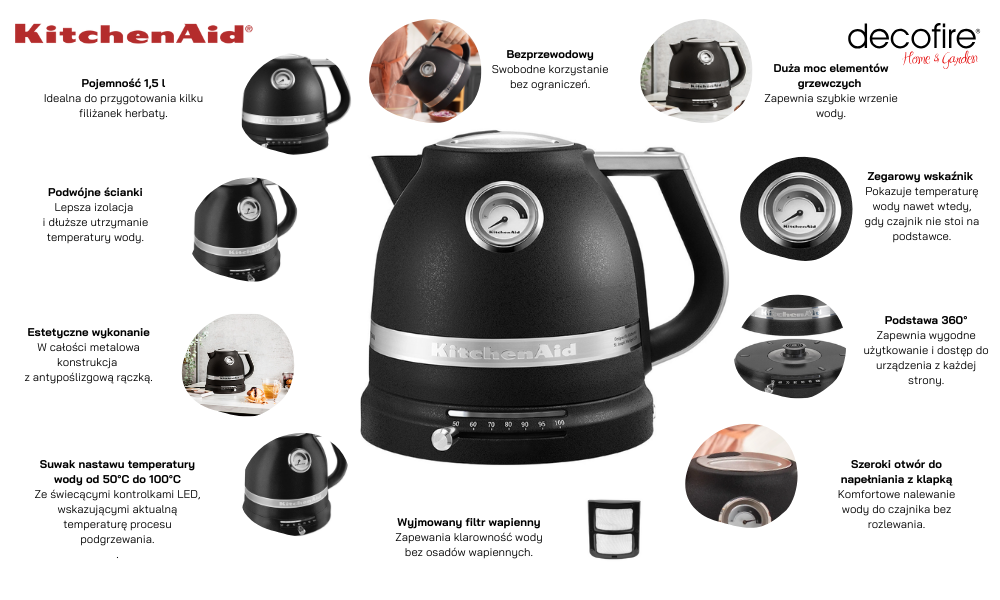 Czajnik Artisan 1,5 l Cast Iron Black KitchenAid