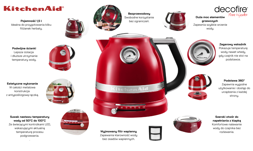 Czajnik Artisan 1,5 l Empire Red KitchenAid (5KEK1522EER)