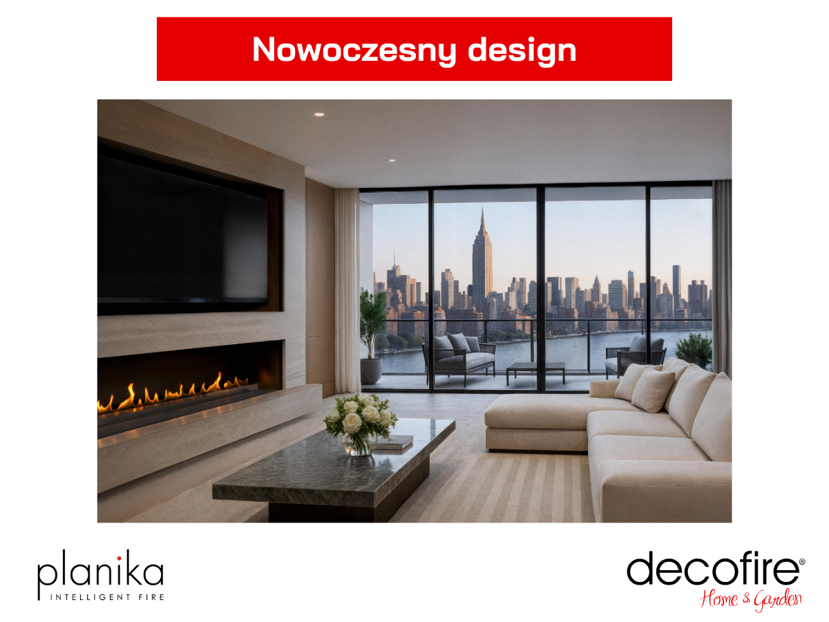 Nowoczesny design biokominka Planika