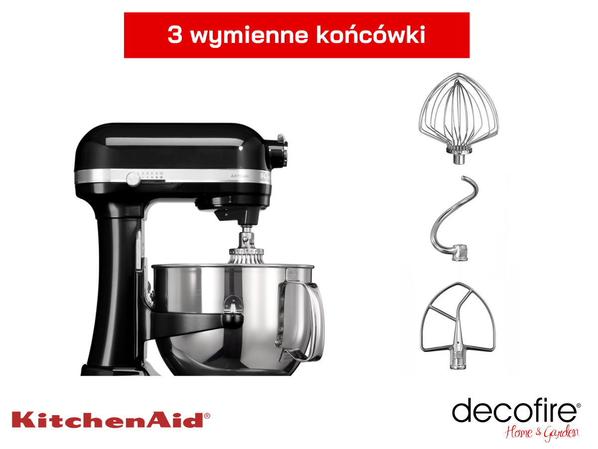 Mikser Artisan 7 Onyx Black i trzy wymienne końcówki.