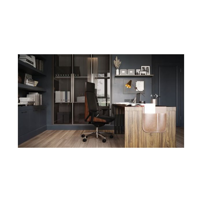 Grospol Fotel biurowy Moon Wood HD black tkanina Fame - 6 kolorów