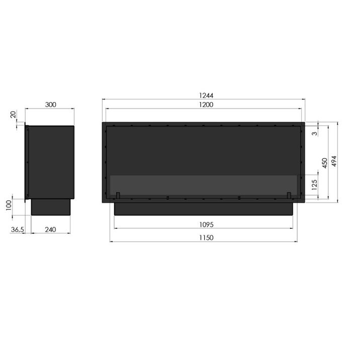 Biokominek do zabudowy Infire Inside Black 1200 Slim Line