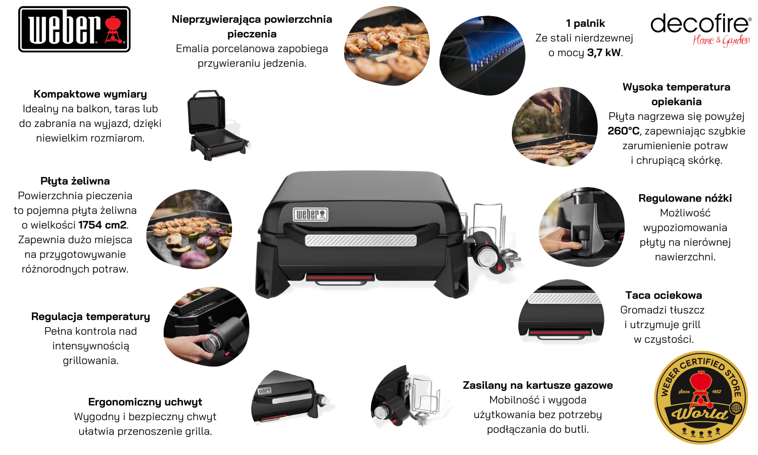 Płyta grill gazowy Weber na kartusze SLATE GP 43 cm Premium