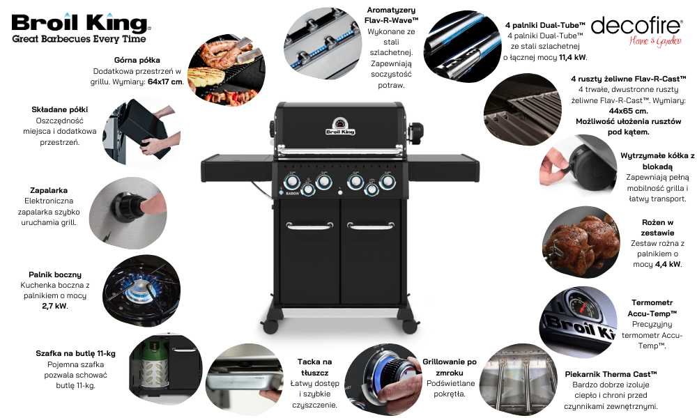 Grill gazowy Baron 490 Shadow Broil King - cechy