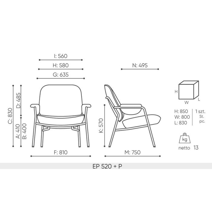 Fotel EPOCC lounge EP 520 Bejot