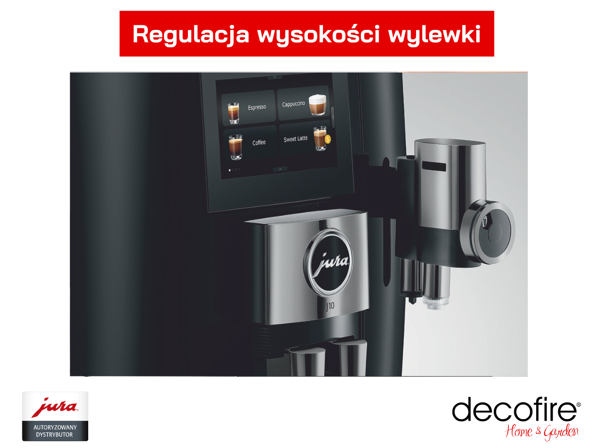 Regulacja wysokości wylewki w ekspresie do kawy Jura J10 Piano Black (EA)
