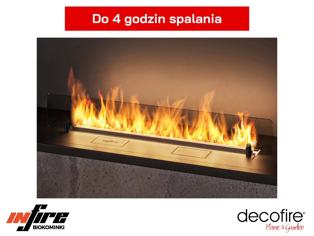Długi czas pracy biokominka do zabudowy Infire Etronic Basic L 1000