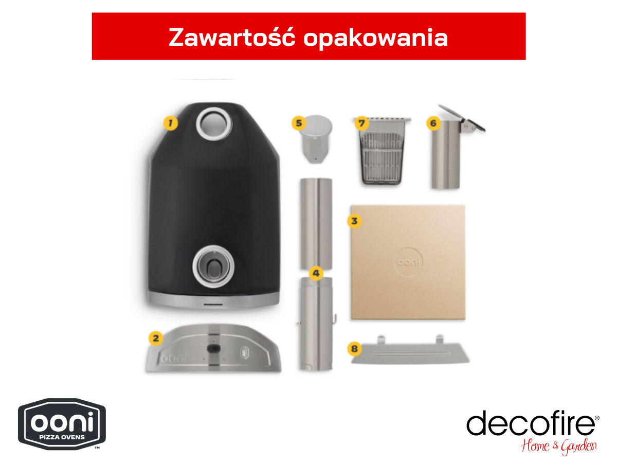 Zawartość opakowania pieca do pizzy Ooni Fyra