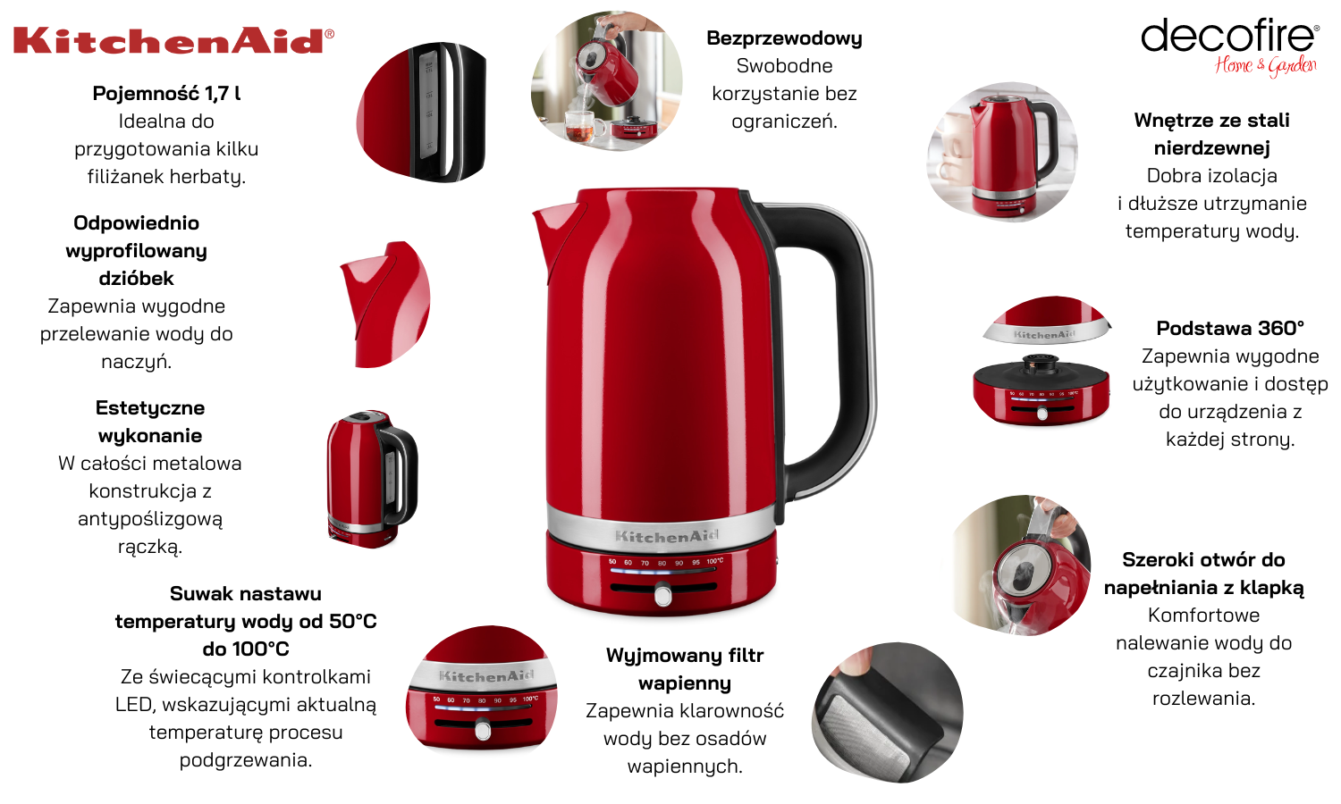 Czajnik 1,7 l Empire Red KitchenAid (5KEK1701EER)