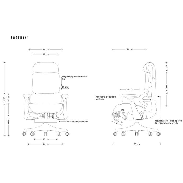 UNIQUE Fotel biurowy ERGOTHRONE czarny z podnóżkiem (CM-B37A-3-B37)
