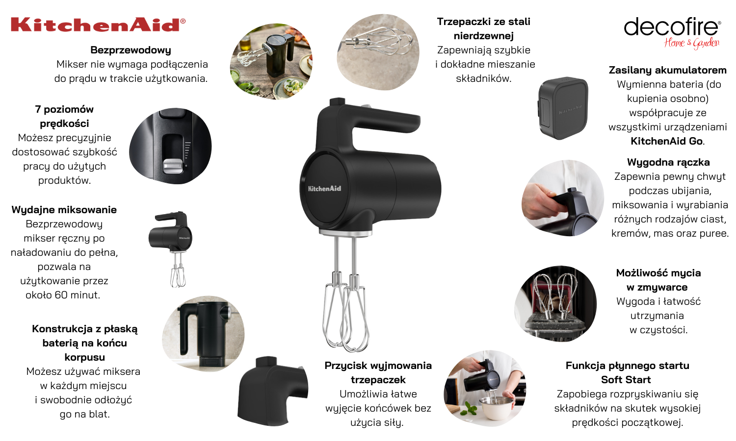 Mikser ręczny na akumulator KitchenAid Go (5KHMR700BM)