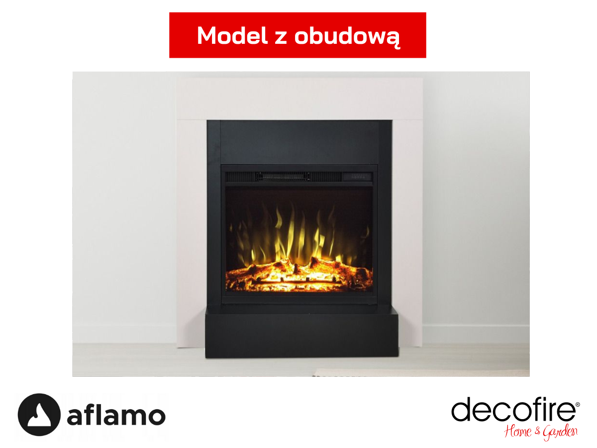 Wolnostojący kominek elektryczny Aflamo Simple 2D z obudową