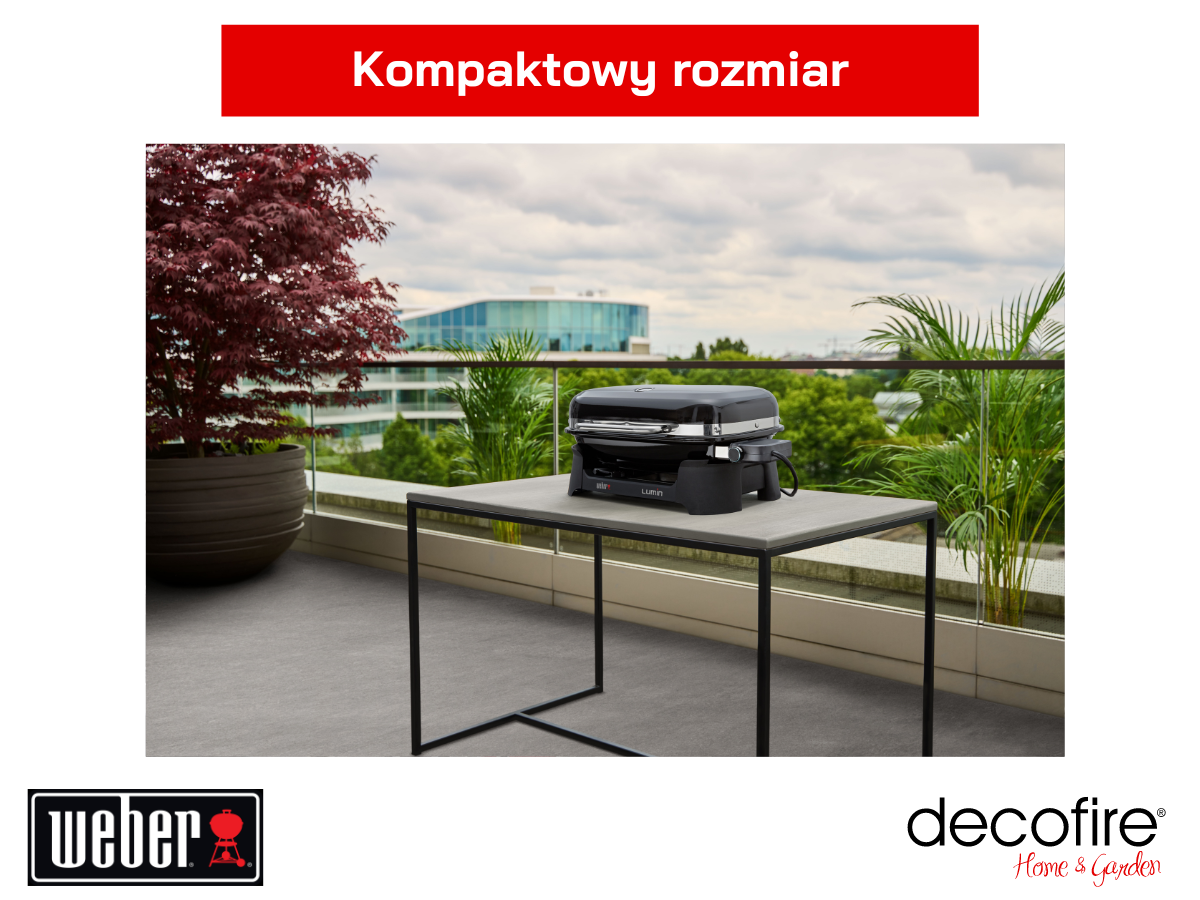 Kompaktowy grill elektryczny Weber Lumin czarny na stole