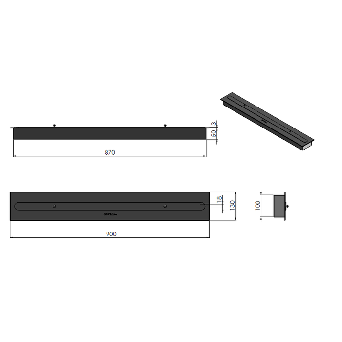 Biokominek narożny Simple Fire CORNER 1200R prawy
