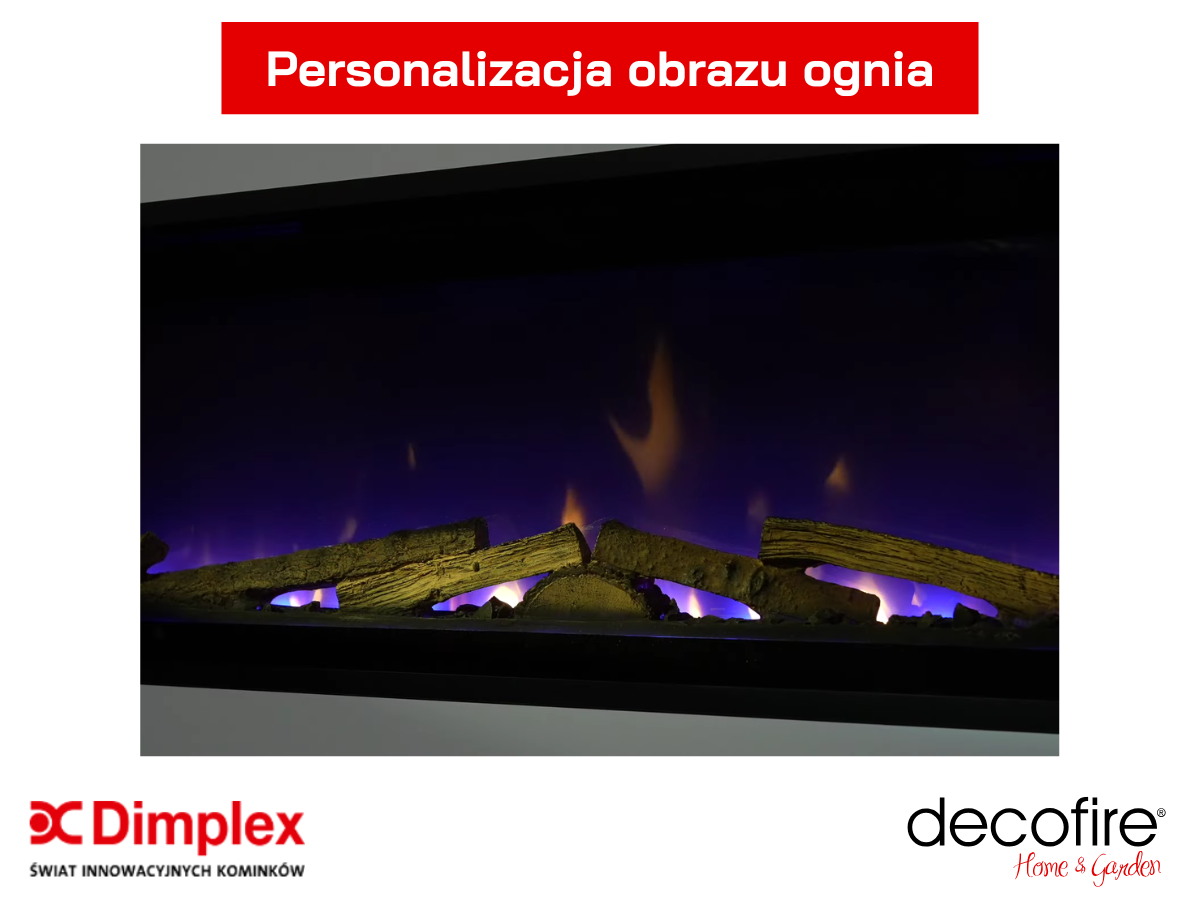 Dimplex kominek elektryczny do zabudowy Ignite Evolve 74" – personalizacja obrazu ognia