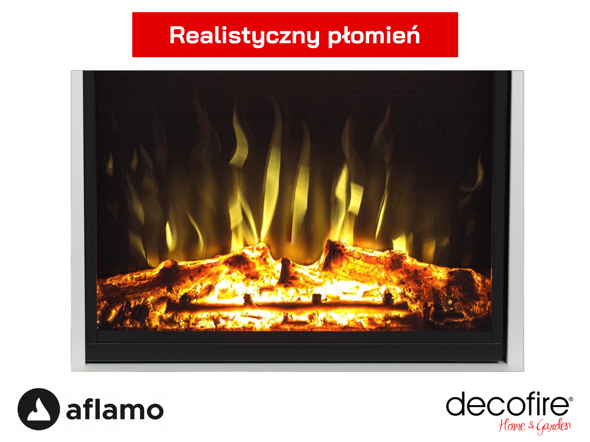 Realistyczny płomień w kominku elektrycznym Aflamo Duke 