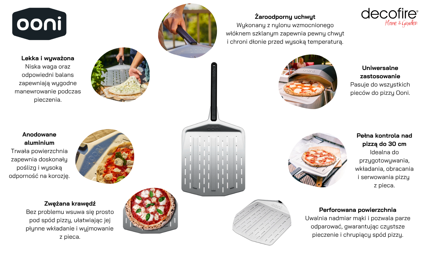 Łopata szufla perforowana do pizzy 30 cm Ooni cechy