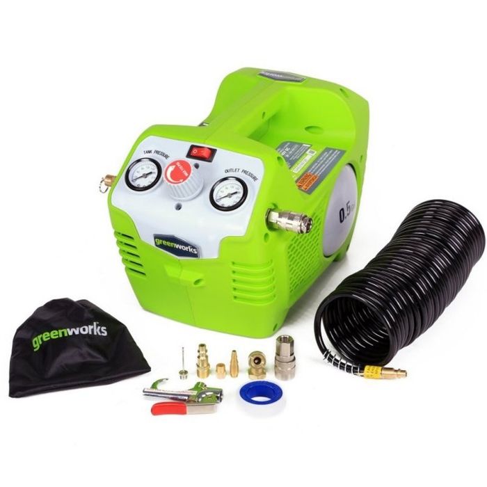 Zestaw GreenWorks Akumulatorowy Kompresor 40 V + Bateria 2 Ah + Ładowarka (4100802VA)