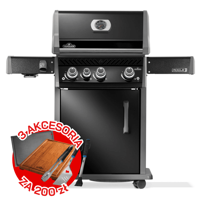 Grill gazowy Napoleon Rogue PRO 425 SIB z palnikiem bocznym na podczerwień czarny (RP425SIBPK-2-PL) ⭐ PROMOCJA! AKCESORIA W SUPER CENIE