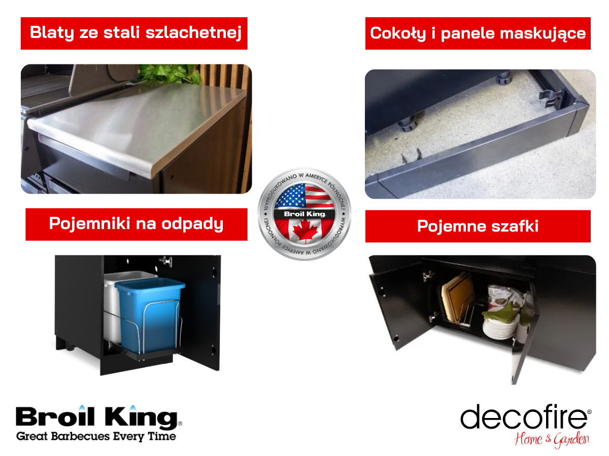Dodatkowe cechy grilla gazowego Baron 520 I wyspa Shadow do zabudowy Broil King