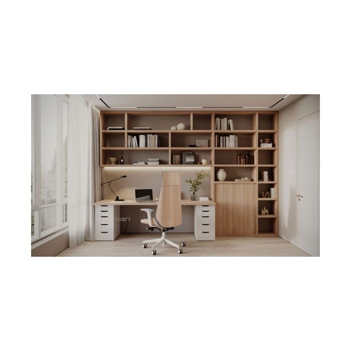 Grospol Fotel biurowy Moon Wood HD W white tkanina Bondai - 8 kolorów
