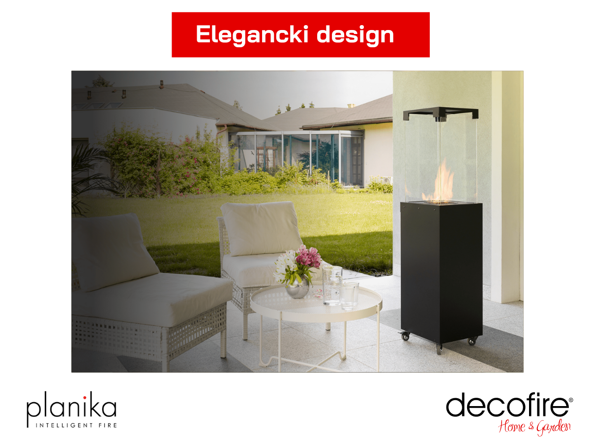 Elegancki design kominka gazowego Faro marki Planika
