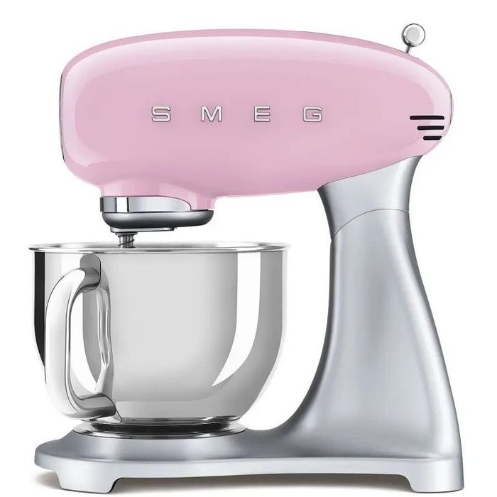 Mikser planetarny 50's style ze srebrną podstawą Pastelowy róż 4,8L Smeg (SMF02PKEU) 
