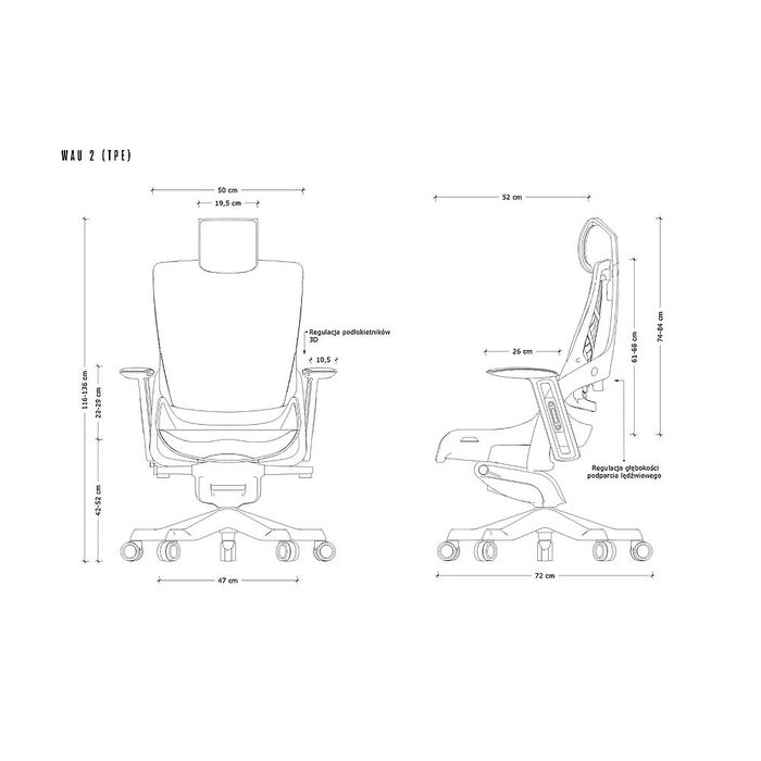 UNIQUE Fotel biurowy Wau 2 czarny elastomer szary (W-709-B-TPE8)