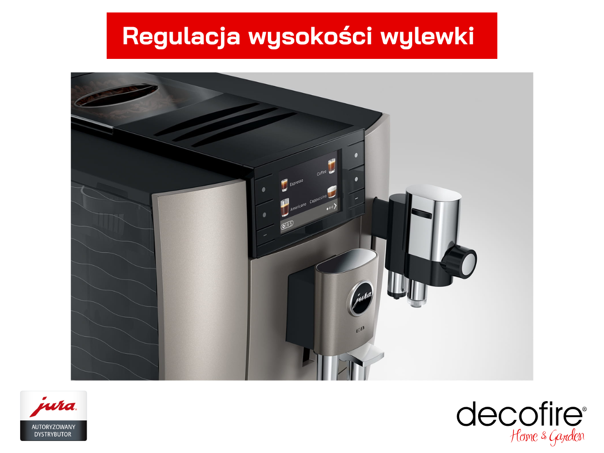 Regulacja wysokości wylewki w ekspresie do kawy Jura E8 Midnight Silver (ED)
