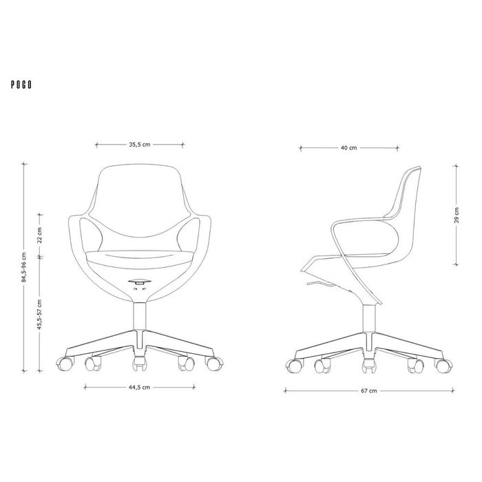 UNIQUE Fotel biurowy Pogo tworzywo, tapicerowane siedzisko i oparcie (434-PP-S/B-BL)