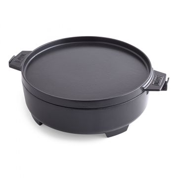 Gourmet BBQ System – Dutch Oven 2 w 1 żeliwny kociołek z żeliwną patelnią Weber (8857)