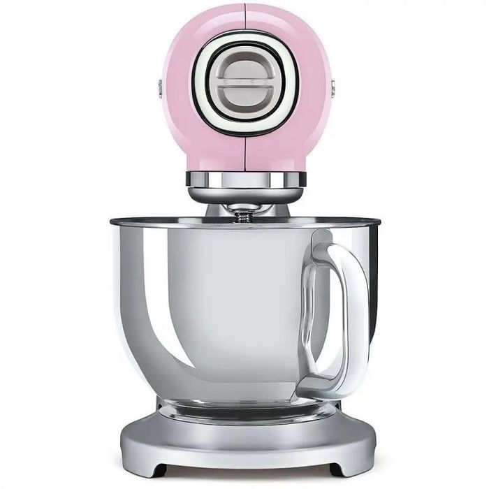 Mikser planetarny 50's style ze srebrną podstawą Pastelowy róż 4,8L Smeg (SMF02PKEU) 