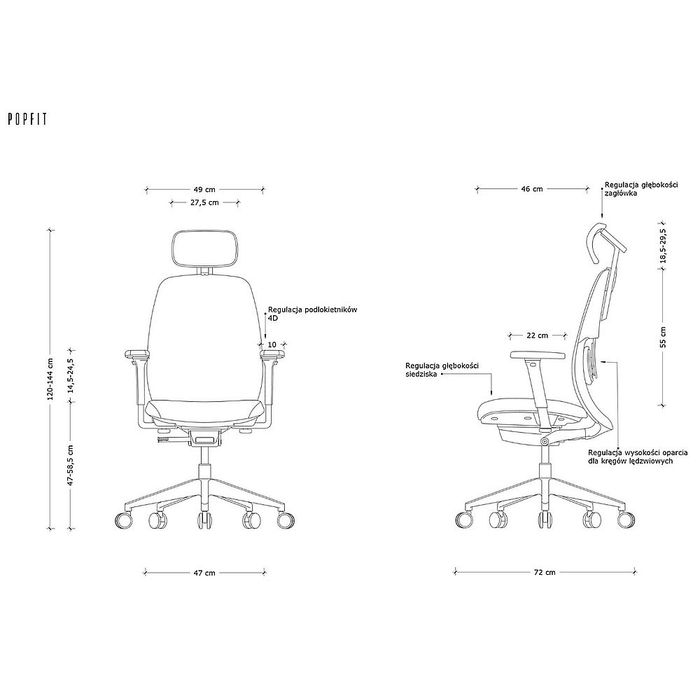 UNIQUE Fotel biurowy Popfit różne kolory (UN2501-1H)