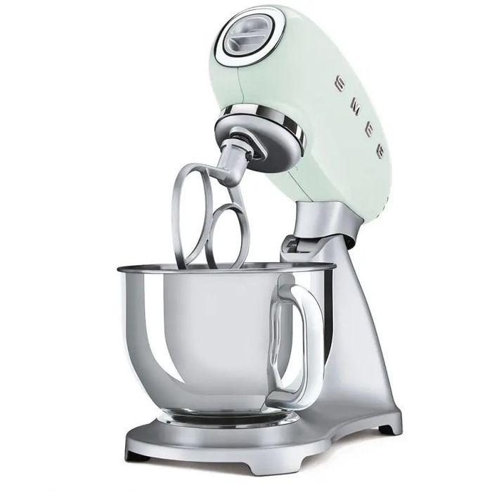 Mikser planetarny 50's style ze srebrną podstawą Pastelowa zieleń 4,8L Smeg (SMF02PGEU) 