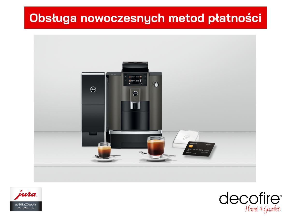 Ekspres do kawy Jura W8 Dark Inox (EA) kompatybilny z systemami płatności