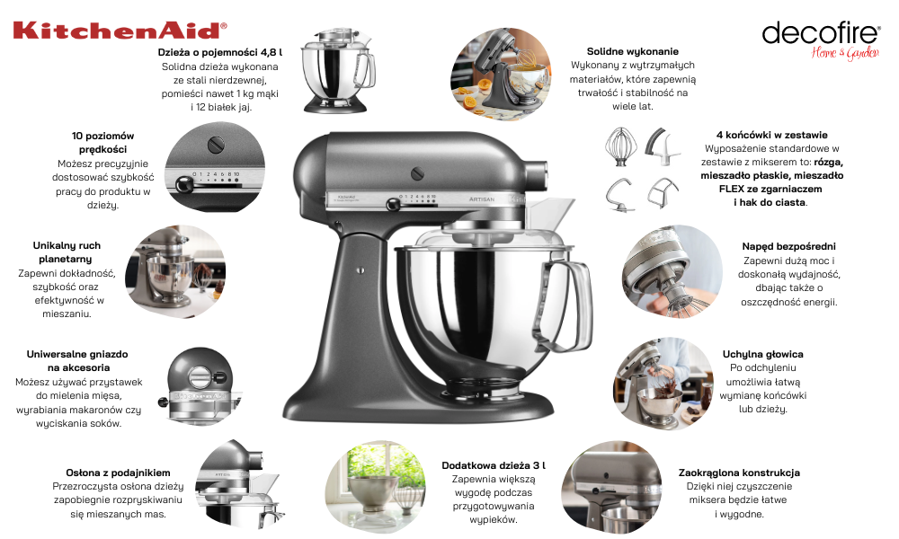 Mikser Artisan 5 Contour Silver 4,8 l KitchenAid