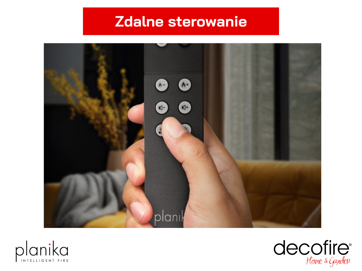 Kominek Planika Cool Flame 1000 Pro See-Through Fireplace – zdalne sterowanie