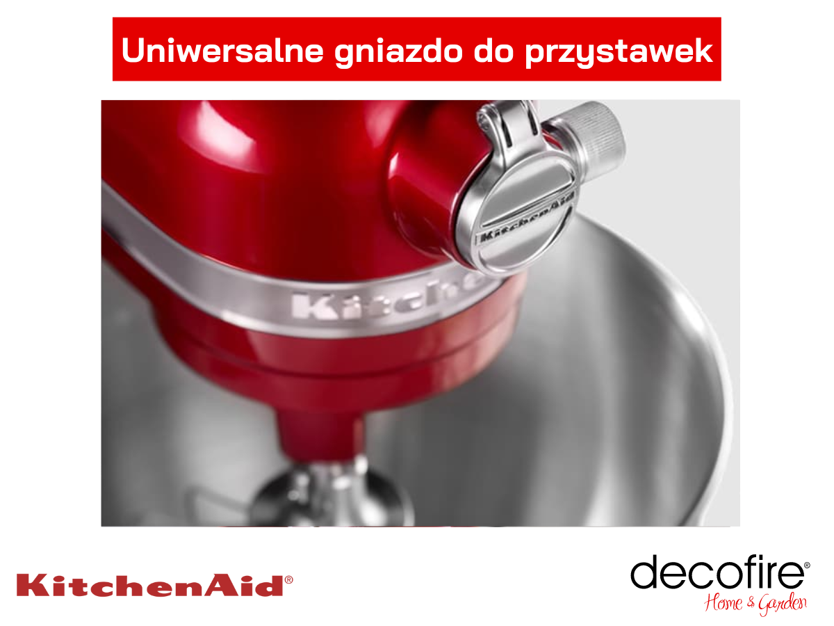 Uniwersalne gniazdo na dodatkowe przystawki w modelu Artisan 7 Empire Red KitchenAid