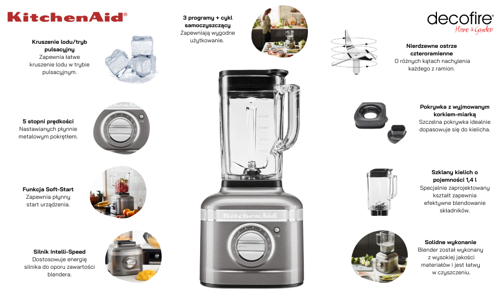 Blender K400 Artisan 1,4 l Medallion Silver KitchenAid (5KSB4026EMS)