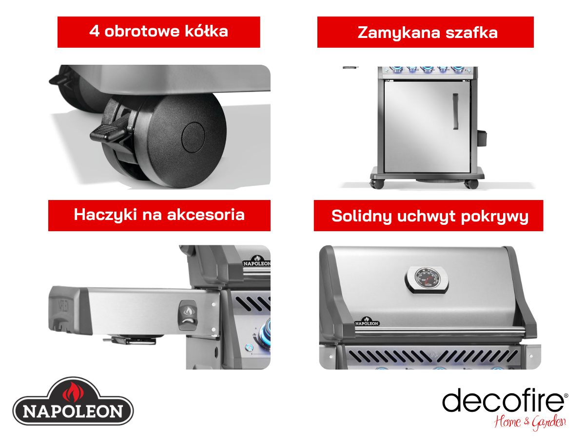 Dodatkowe udogodnienia w grillu gazowym Napoleon Rogue PRO-S 425 RSIB z palnikami bocznymi i tylnymi na podczerwień (RPS425RSIBPSS-2-PL)