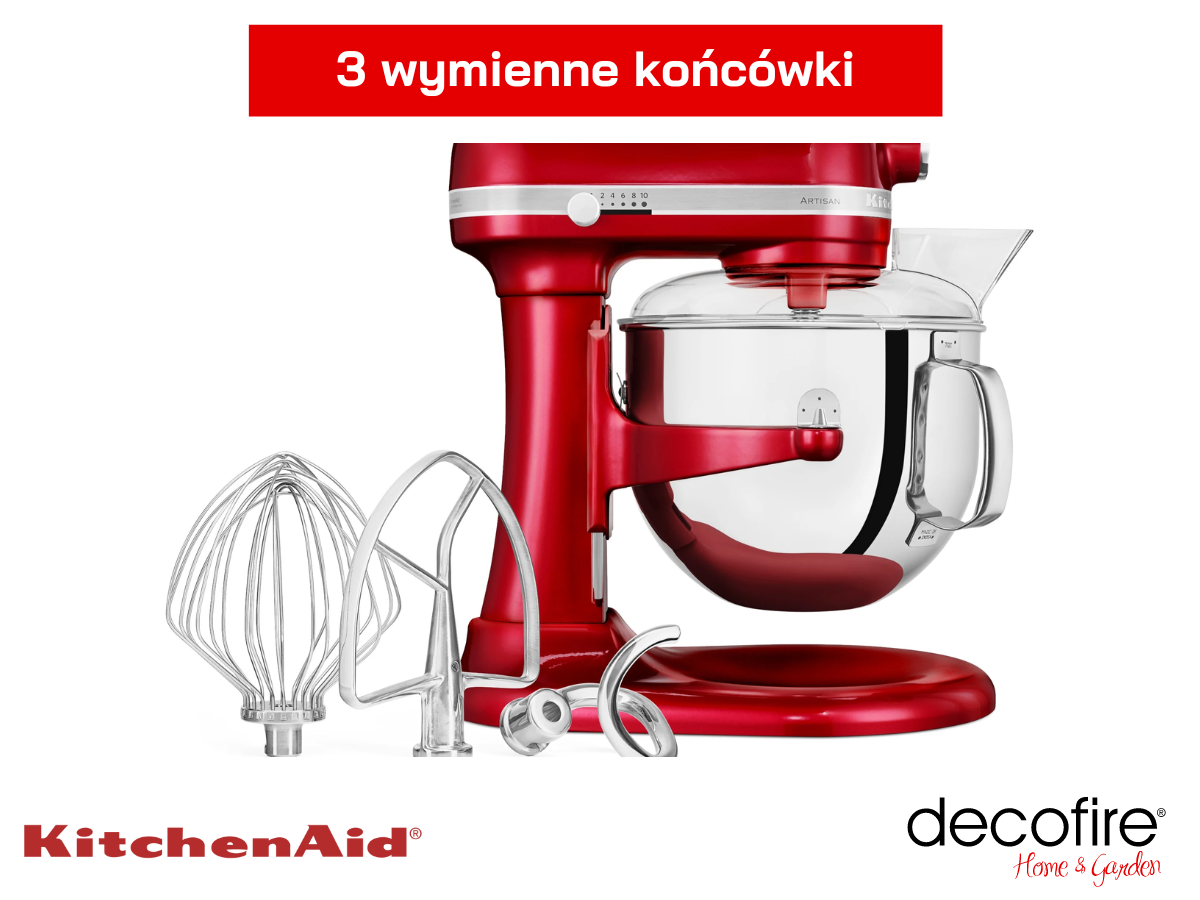 Mikser Artisan 7 Candy Apple z 3 wymiennymi końcówkami w zestawie