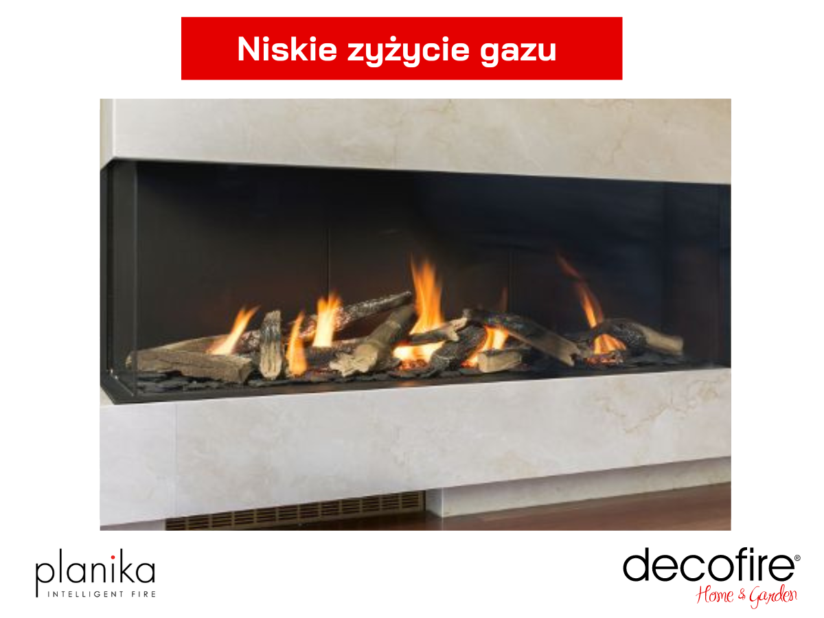 Zużycie gazu w kominku narożnym Planika Valentino 1000 LF