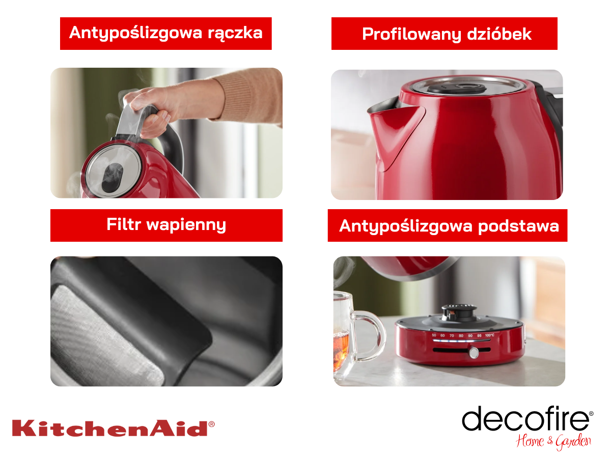 Dodatkowe udogodnienia w czajniku Empire Red 1,7 l KitchenAid